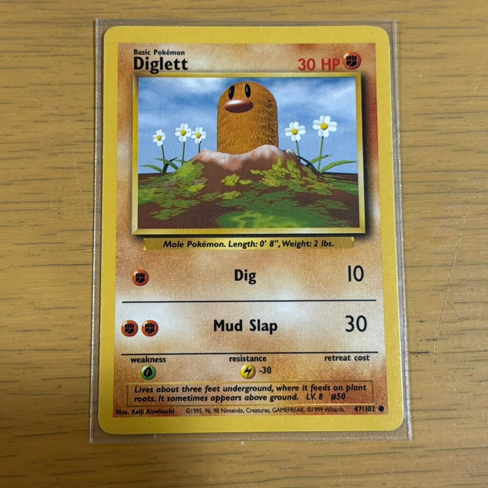Pokémon Diglett Card - Base Set - #50 - Common - LP